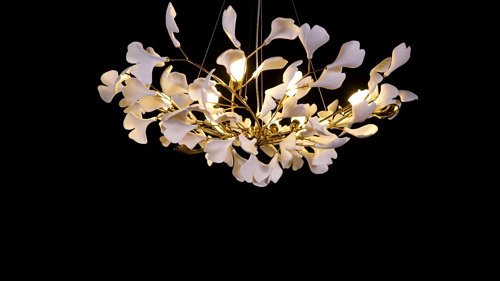 Mercer41 Ceramic Ginkgo Leaf Khadizah 10 - Light L59 Inch Mercer41 Ceramic Ginkgo Leaf Khadizah 10 - Light L59 Inch